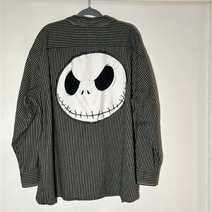 Upcycled Jack Skellington black/gray striped flannel NWOT one of a kind